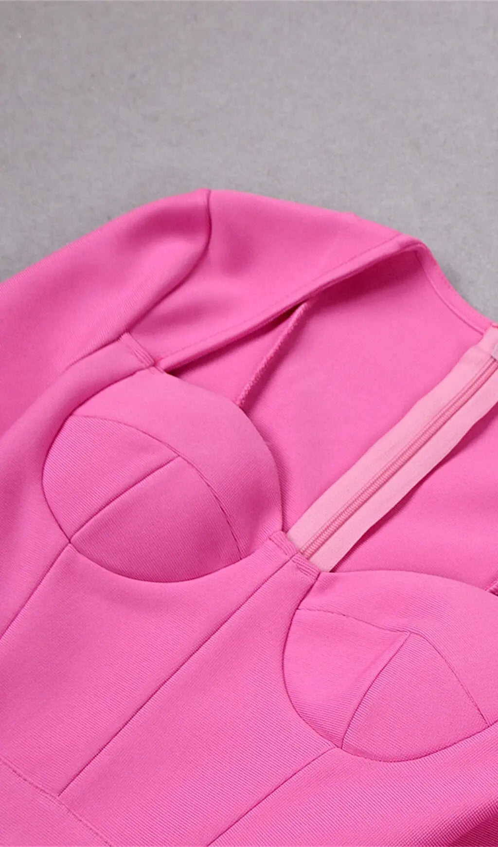 Stretch Long Sleeves Mini Dress In Hyper Pink Rose Lee Dress