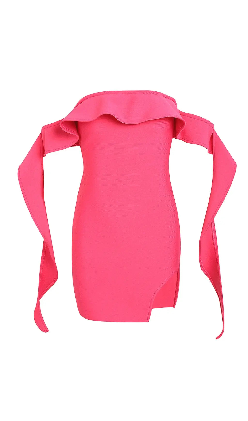 Pink Ruffled Off The-Shoulder Mini Bandage Dress Rose Lee Dress