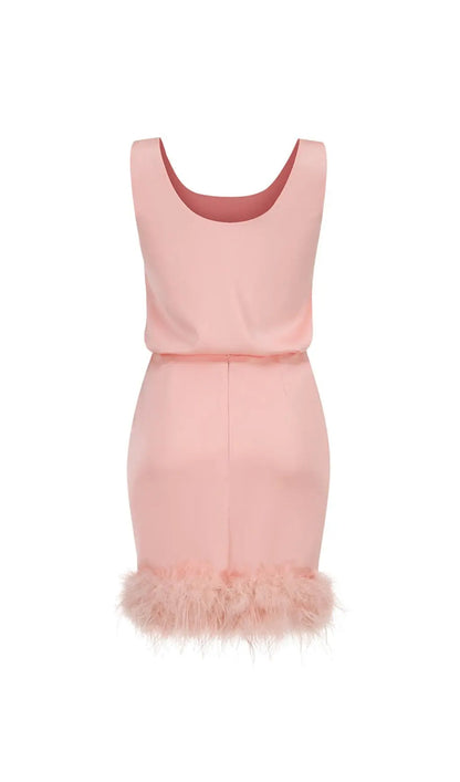 Satin Matching Set Mini Dress In Pink Diamond Rose Lee Dress