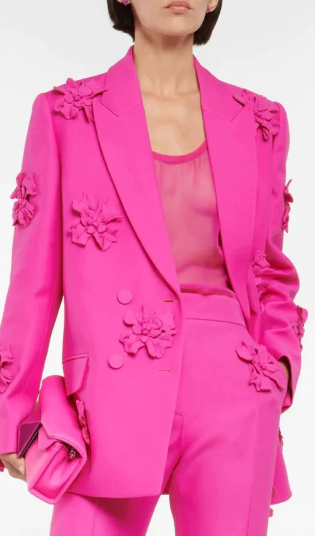 Acedia Pink Three Dimensional Floral Suit Rose Lee Dress