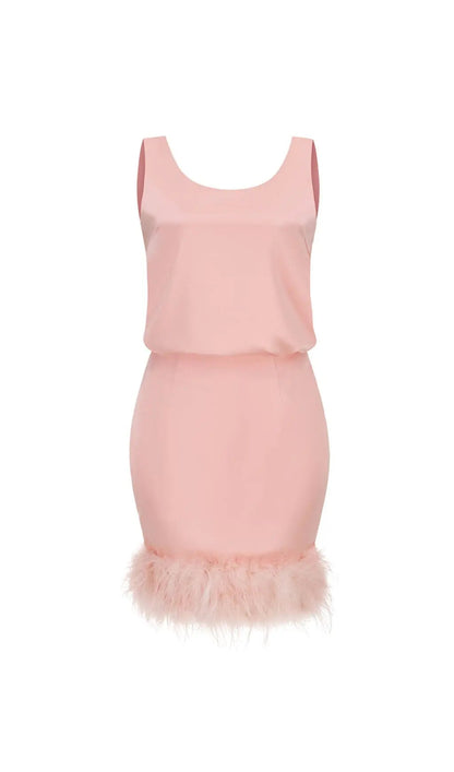 Satin Matching Set Mini Dress In Pink Diamond Rose Lee Dress