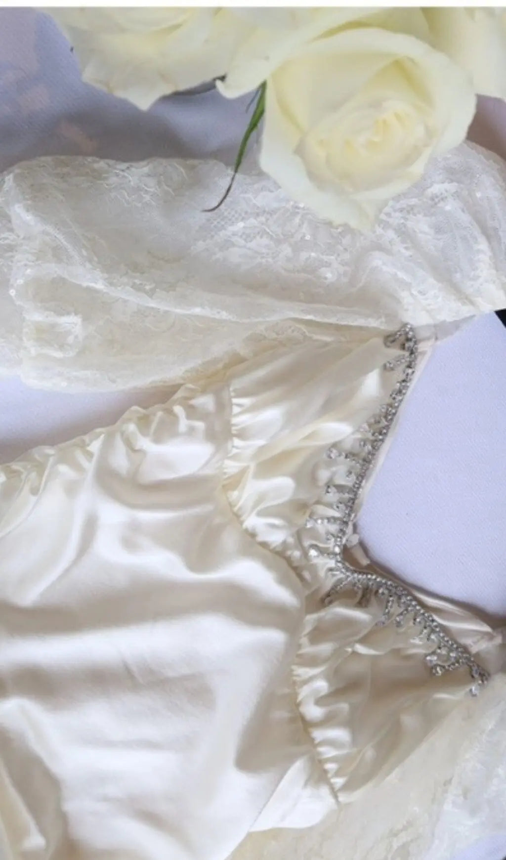 Pleated Dress With Lace Puffed Sleeves In White Rose Lee Dress