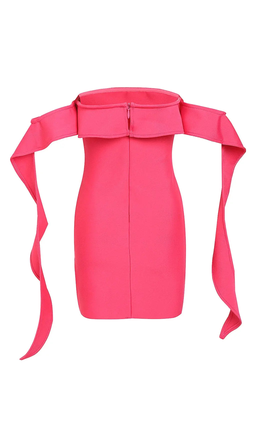 Pink Ruffled Off The-Shoulder Mini Bandage Dress Rose Lee Dress