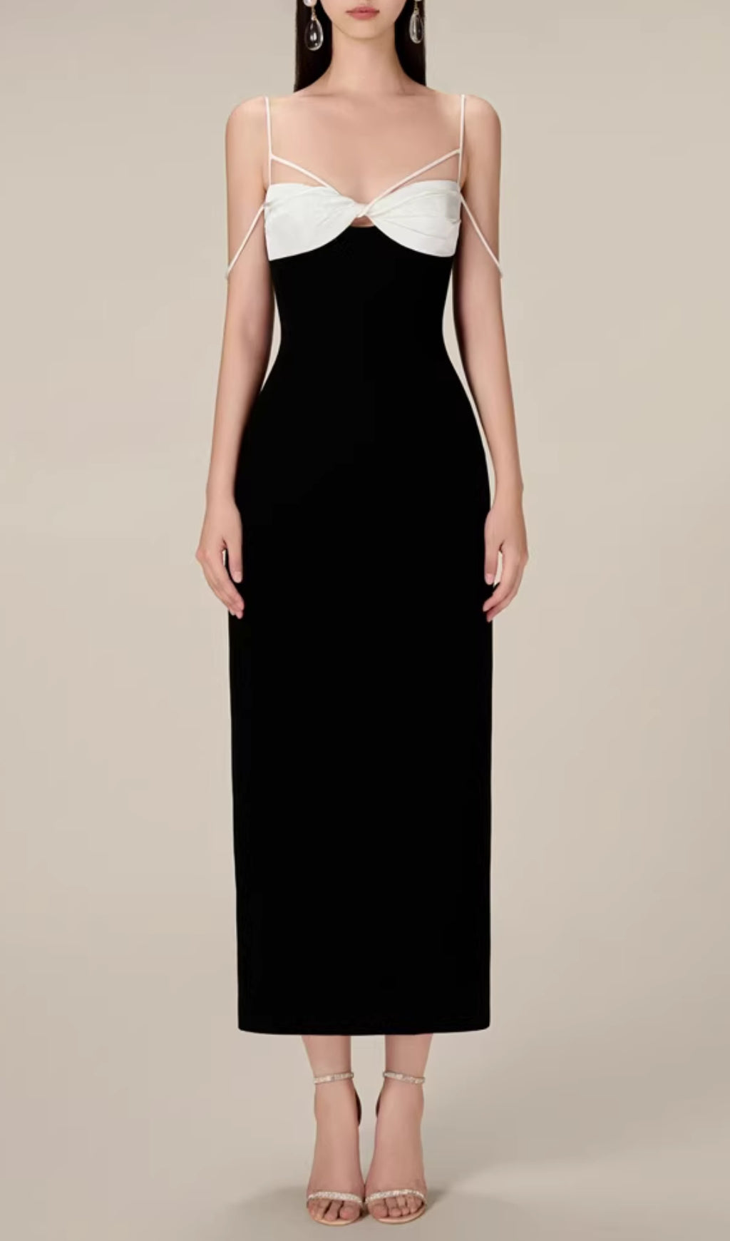 Emilia Black Knot Midi Dress Rose Lee Dress