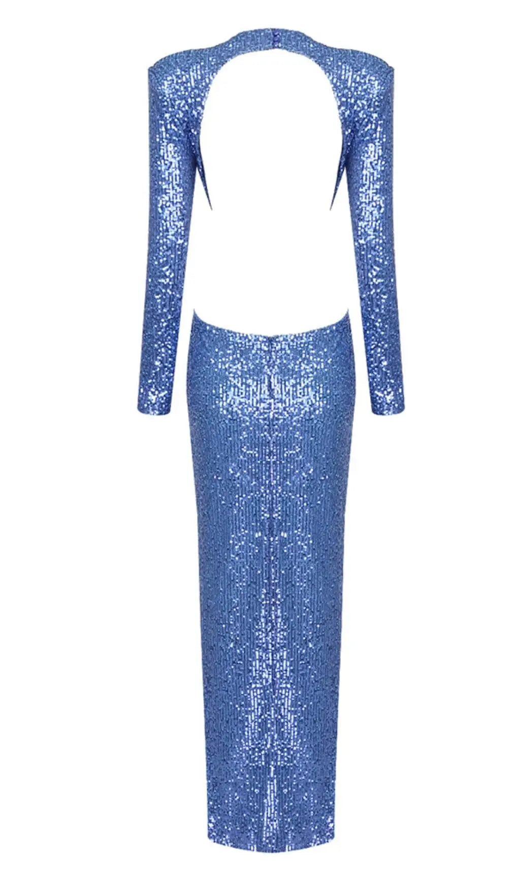 Sequin Cutout Backless Maxi Dress In Blue Rose Lee Dress