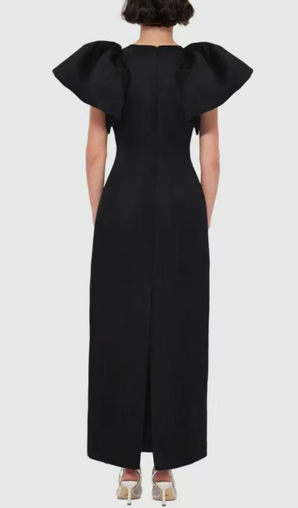 Eadoin Black Flower Puff Sleeve Maxi Dress Rose Lee Dress