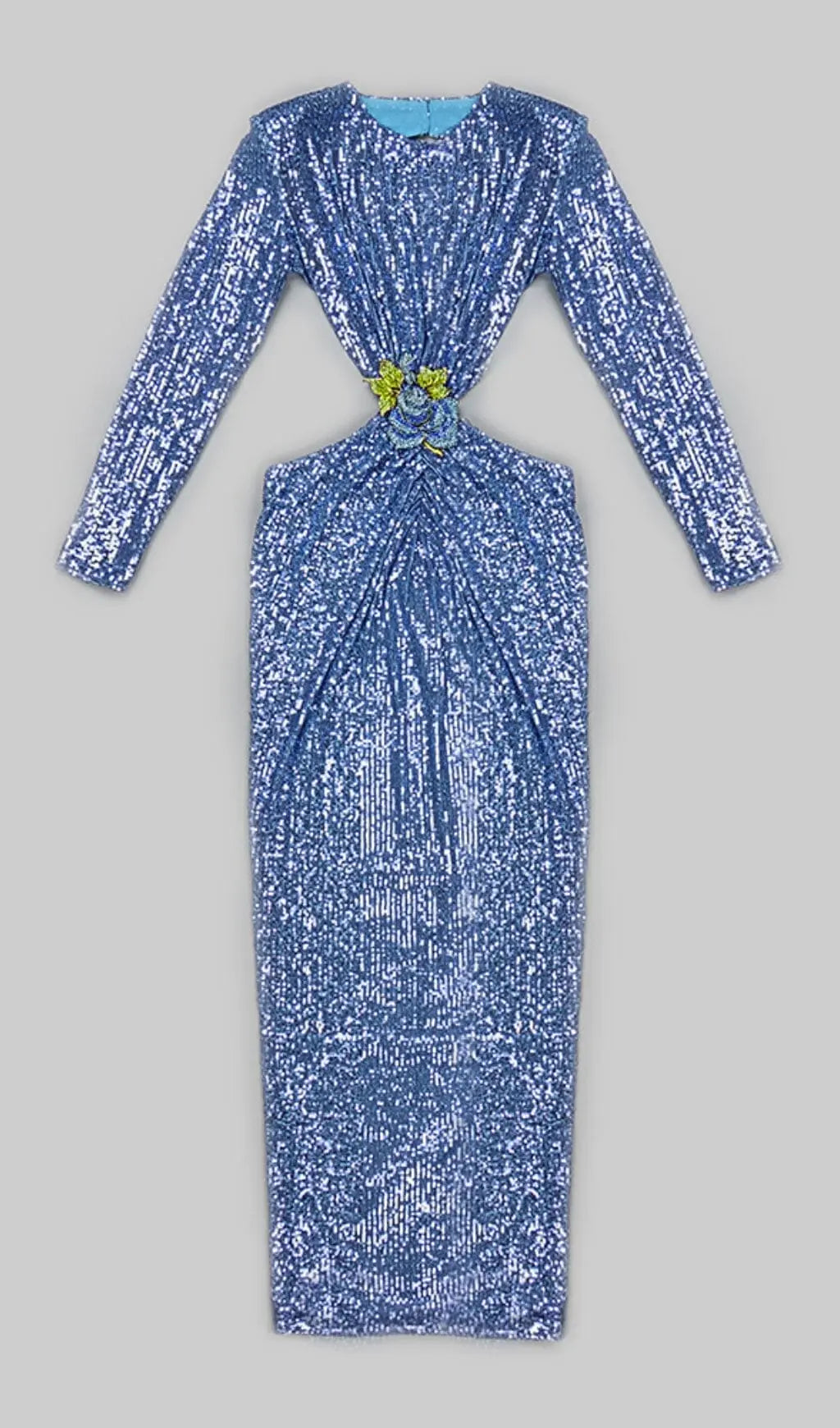 Sequin Cutout Backless Maxi Dress In Blue Rose Lee Dress