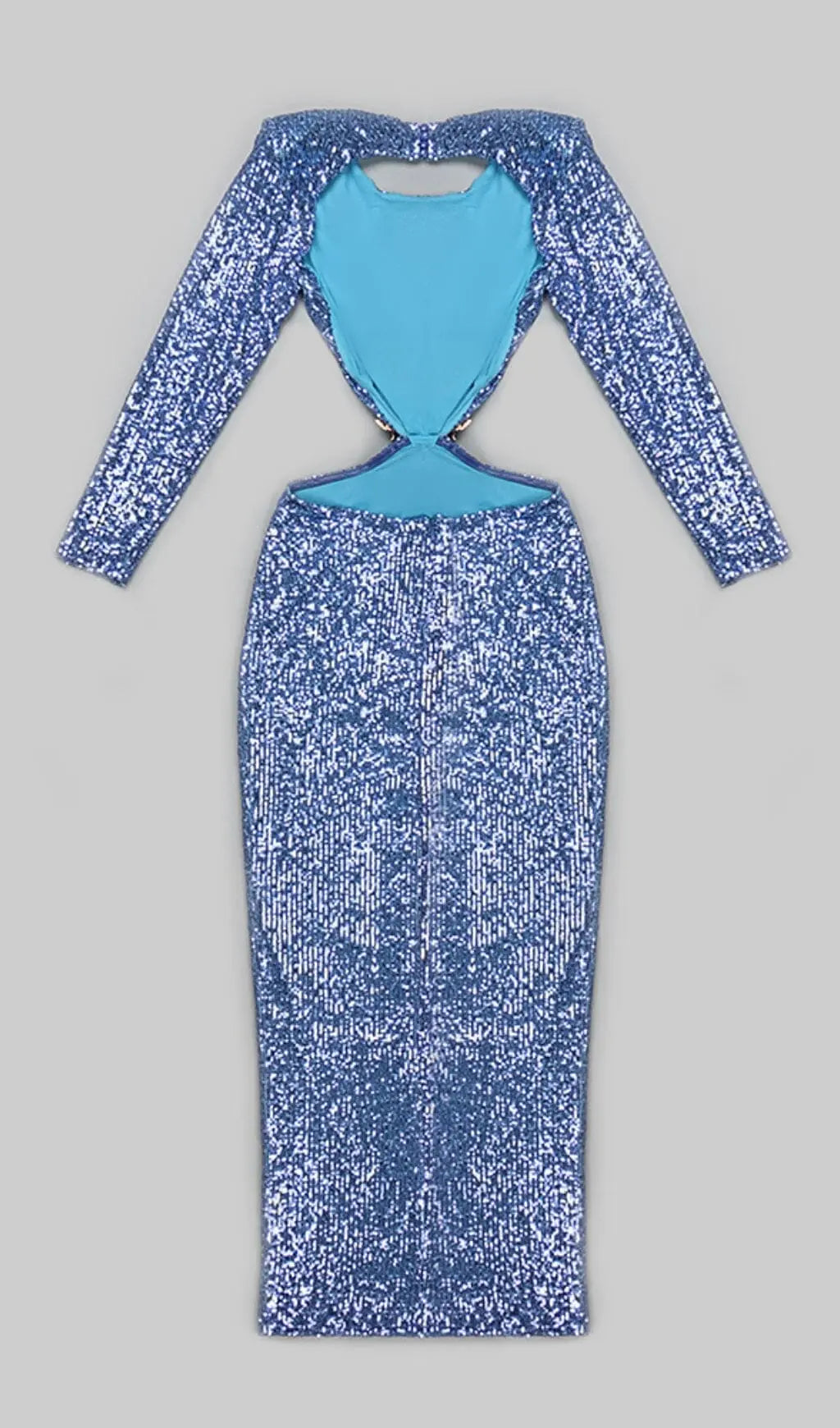 Sequin Cutout Backless Maxi Dress In Blue Rose Lee Dress