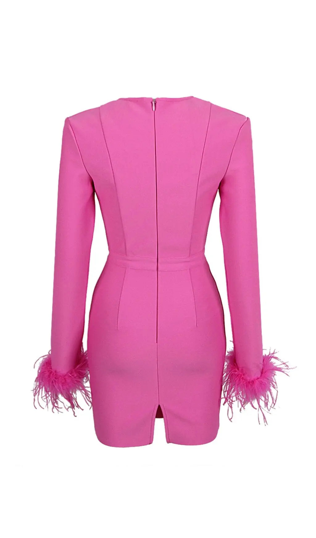 Stretch Long Sleeves Mini Dress In Hyper Pink Rose Lee Dress
