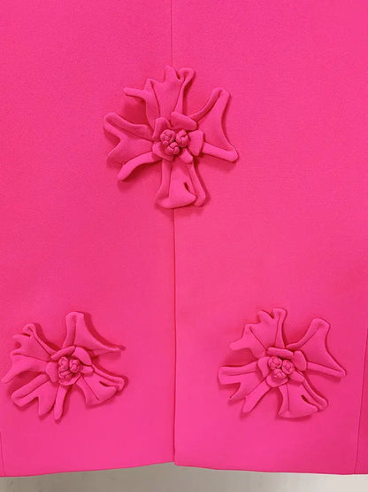 Acedia Pink Three Dimensional Floral Suit Rose Lee Dress