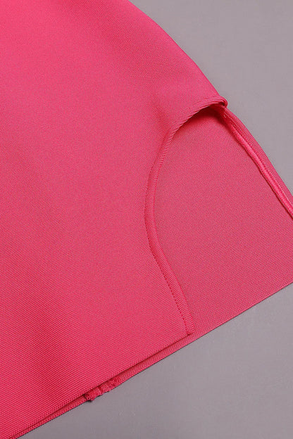 Pink Ruffled Off The-Shoulder Mini Bandage Dress Rose Lee Dress
