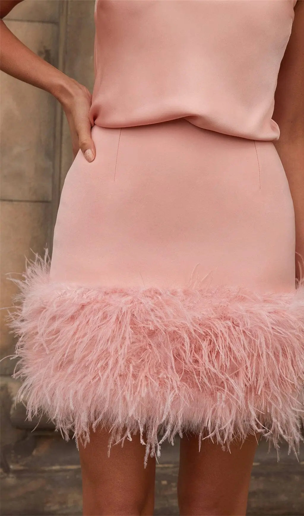 Satin Matching Set Mini Dress In Pink Diamond Rose Lee Dress
