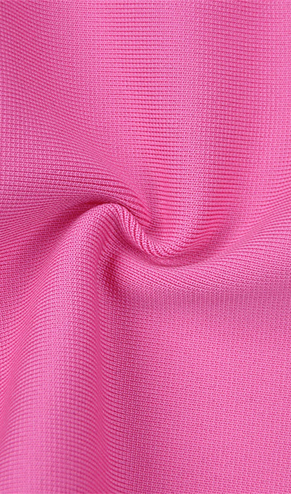 Stretch Long Sleeves Mini Dress In Hyper Pink Rose Lee Dress